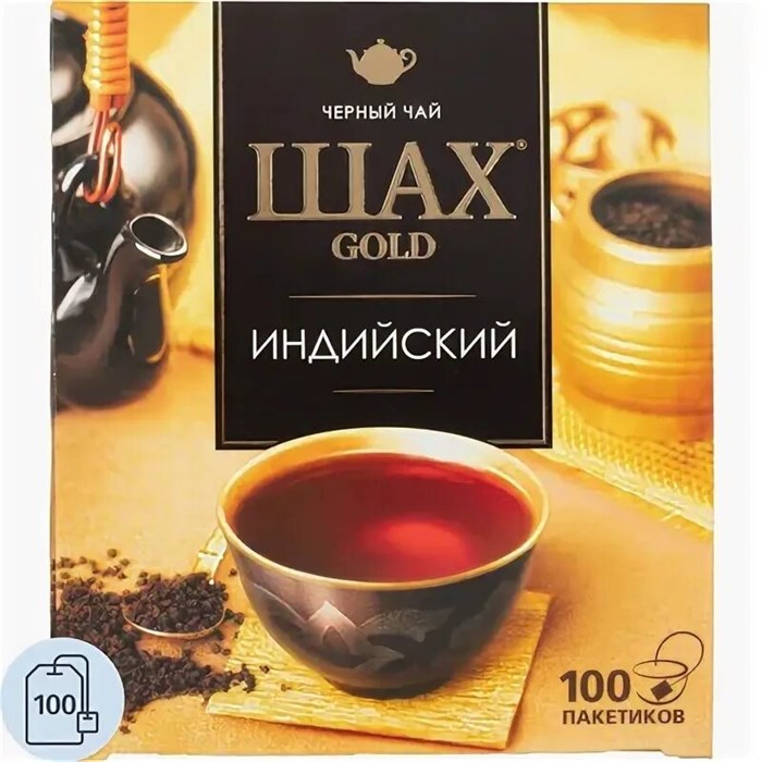 Чай черный пакетированный 100п Шах Голд 500243