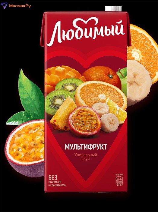 Напиток сокосодержащий Мультифрукт 0,95л Любимый  500254