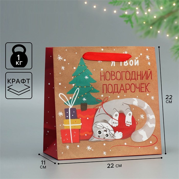 Подарочный пакет Подарочек 22*22*11см Дарите Счастье 9524165