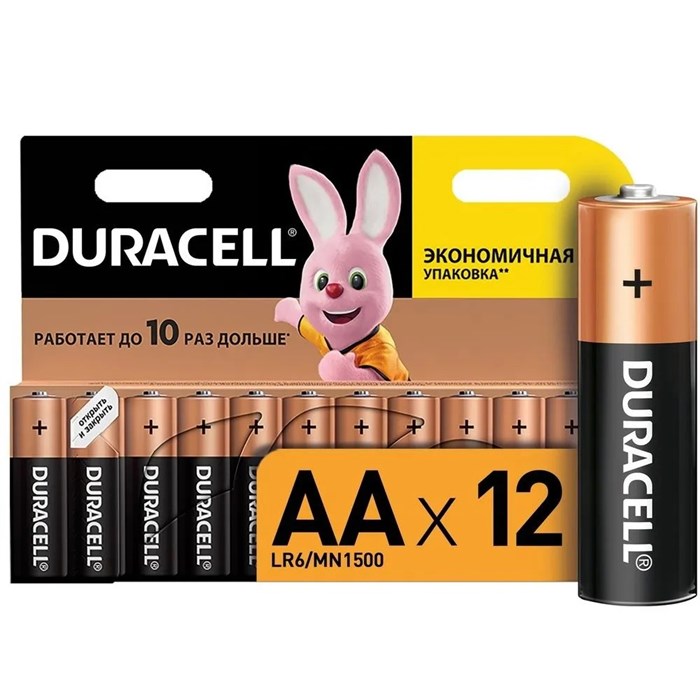 Батарейки Duracell AА (LR6) алкалиновые (щелочные), 12 штук - фото 16412