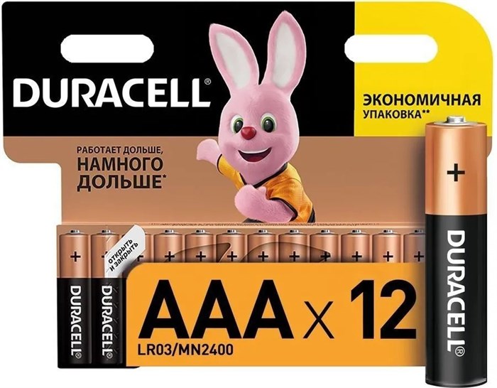 Батарейки Duracell AАA (LR3) алкалиновые (щелочные), 12 штук - фото 16459