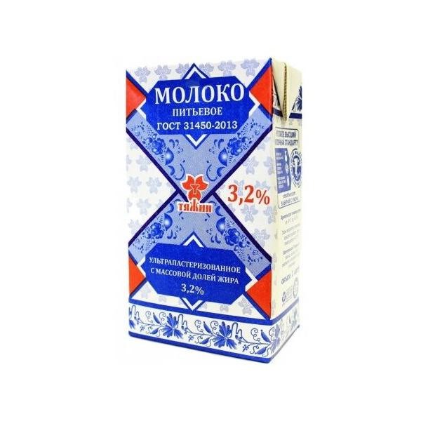 Молоко 1л 3,2% Тяжин 500626