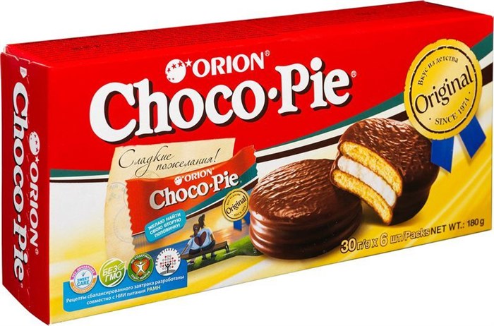 Мучное кондитерское изделие в глазури 6шт Choco-Pie ORION 500659