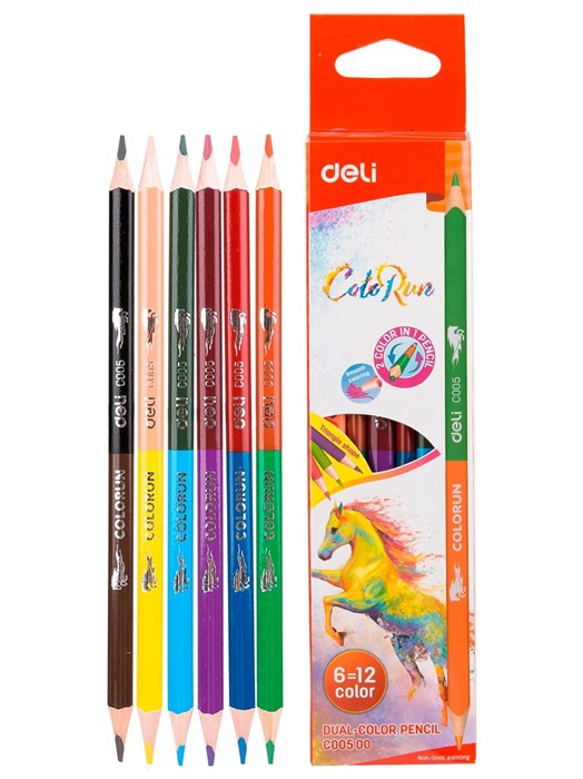 Карандаши цветные 12цв трехгранные ColoRun Deli EC00500