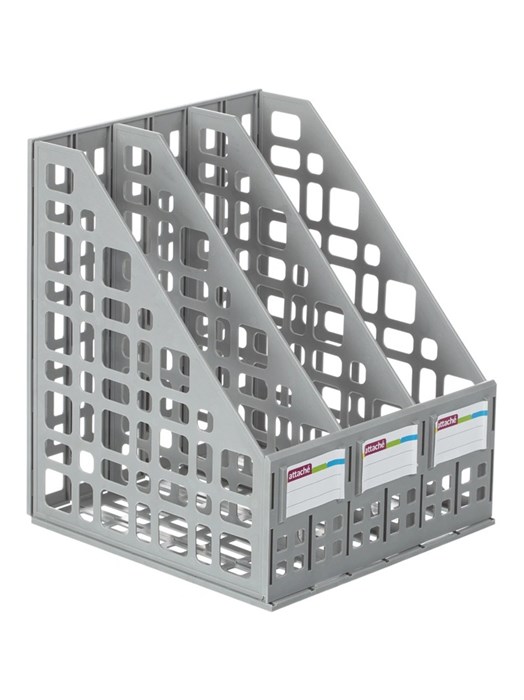 Лоток для бумаг вертикальный сборный 3 секции серый Attache  913414