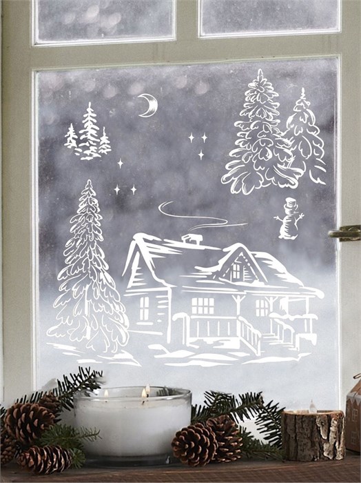 Наклейки на окна Новый год: Лесная сказка 25*70см Дарите Счастье 9519172