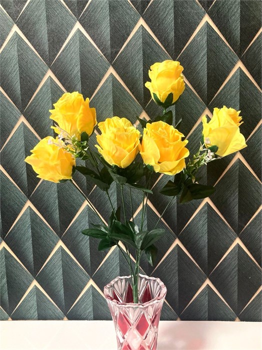 Искусственные цветы желтые розы 26-6 26-6