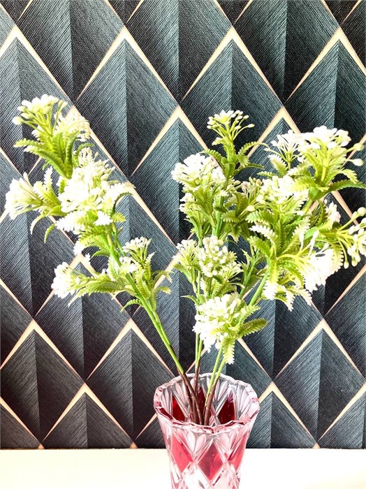 Цветы искусственные пластик бело-зеленые цветы полевые 26-15 26-15