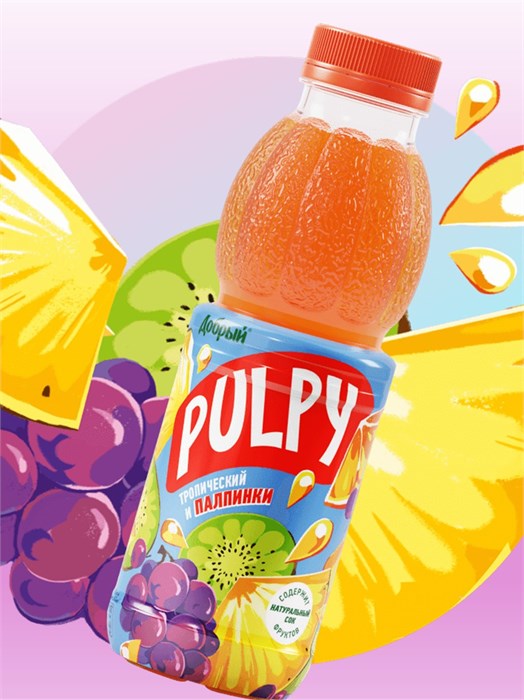 Напиток сокосодержащий тропический и палпинки 0,45л Pulpy 501346