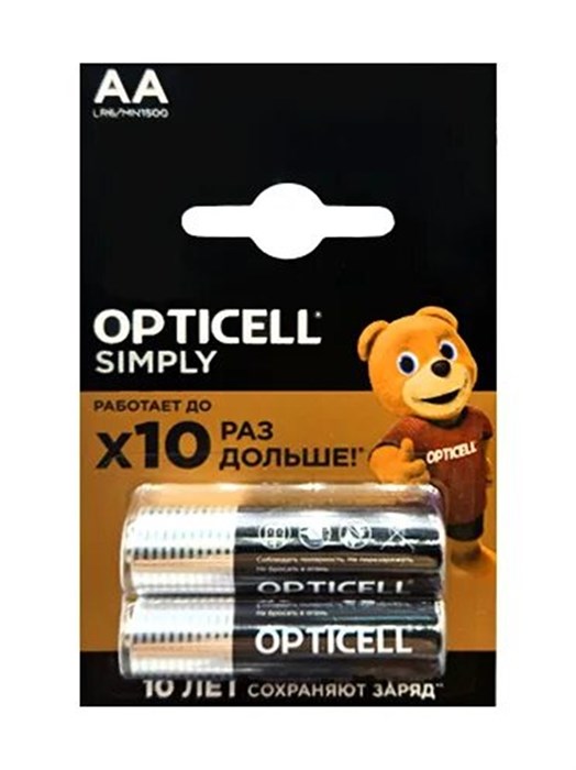 Батарейки АА 2шт пальчиковые алкалиновые (щелочные) Simply Opticell 501698