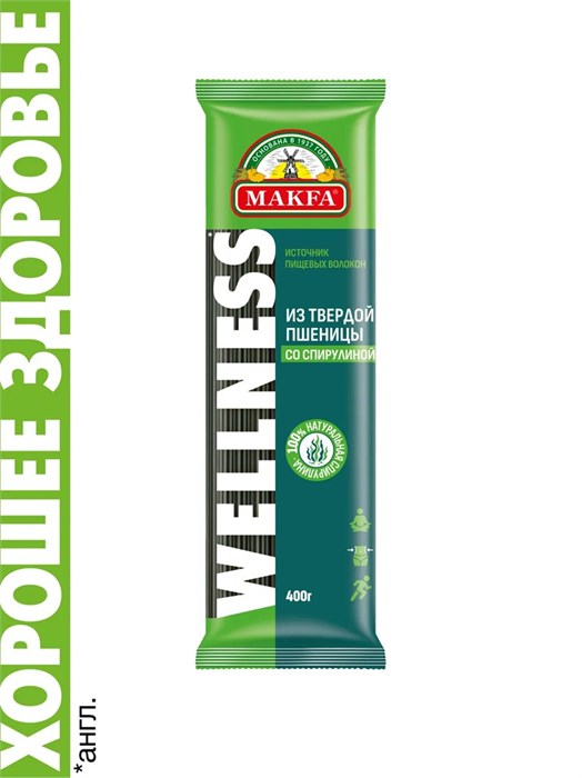 Макароны со спирулиной спагетти 400г Wellness Макфа 501861