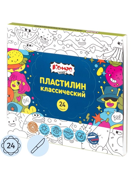 Пластилин классический 24цв Класс Максики Комус 1947478