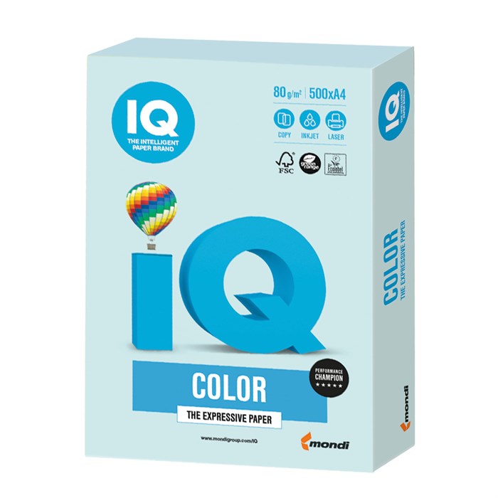 Бумага IQ "Color" А4, 80г/м2, 500л. (светло-голубой) - фото 5553