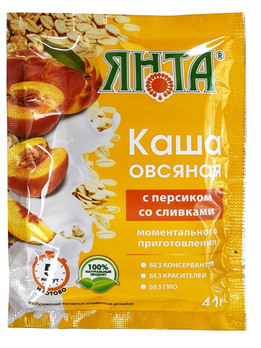 Каша овсяная с персиком со сливками 41г Янта 502211