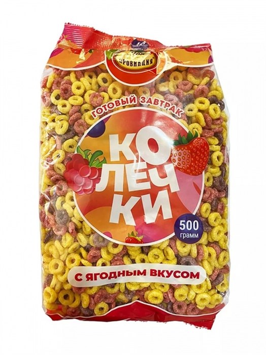 Готовый завтрак колечки с ягодным вкусом 500гр 501380
