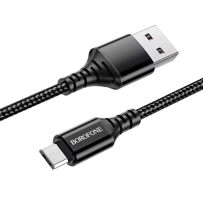 Кабель Borofone USB2.0 (A) - Micro-USB (B), 3A output, 1м, черный - фото 88312