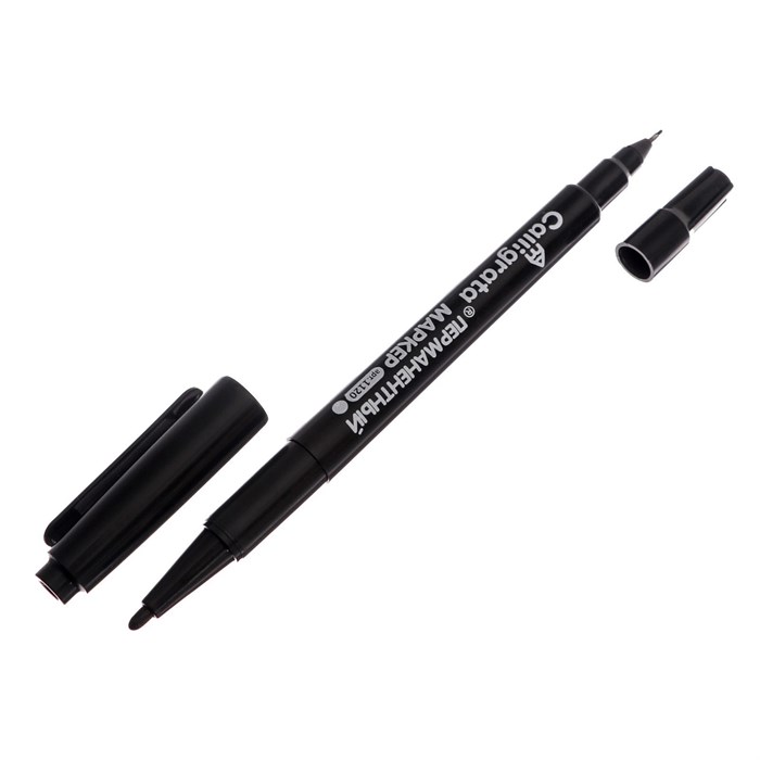 Маркер перманентный двухсторонний черный Calligrata 1280346