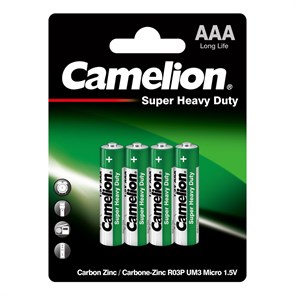 Батарейка Camelion "Super Heavy Duty" AAА (LR3) carbon zinc (солевая), 4BL