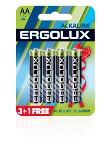 Батарейки Ergolux 3+1 АА (LR06) щелочные (алкалиновые)