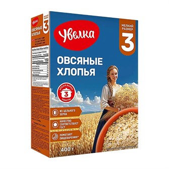 Овсяные хлопья 400г мелкий размер Увелка 500532