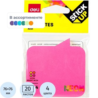 {{photo.Alt || photo.Description || 'Стикеры фигурные 76*76мм неоновые 4 цвета Deli'}}