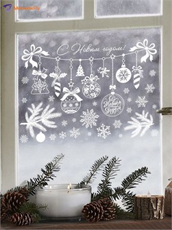 {{photo.Alt || photo.Description || 'Наклейки на окна Новый год: Ёлочные игрушки 33*50см Дарите Счастье'}}