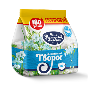 Творог обезжиренный 180г Фермерское подворье 501158