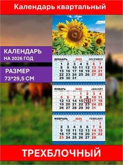 {{photo.Alt || photo.Description || 'Календарь квартальный Подсолнух 2026 Лис'}}