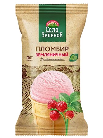 Мороженое пломбир земляника 70гр Село Зеленое 502774