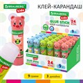 Клей-карандаш brauberg Kids с топпером "Зверята: кошка, мышка, хрюшка", 9г - фото 15996