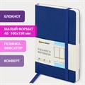 Бизнес-блокнот А6, 80л., Brauberg "Metropolis Ultra", под кожу, клетка, синий - фото 7799