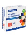 Краски акриловые 9цв 135мл Brauberg 192563
